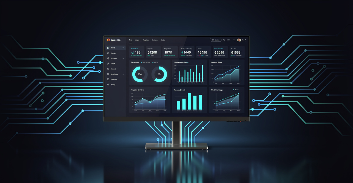 AI automation dashboard with circuit board technology