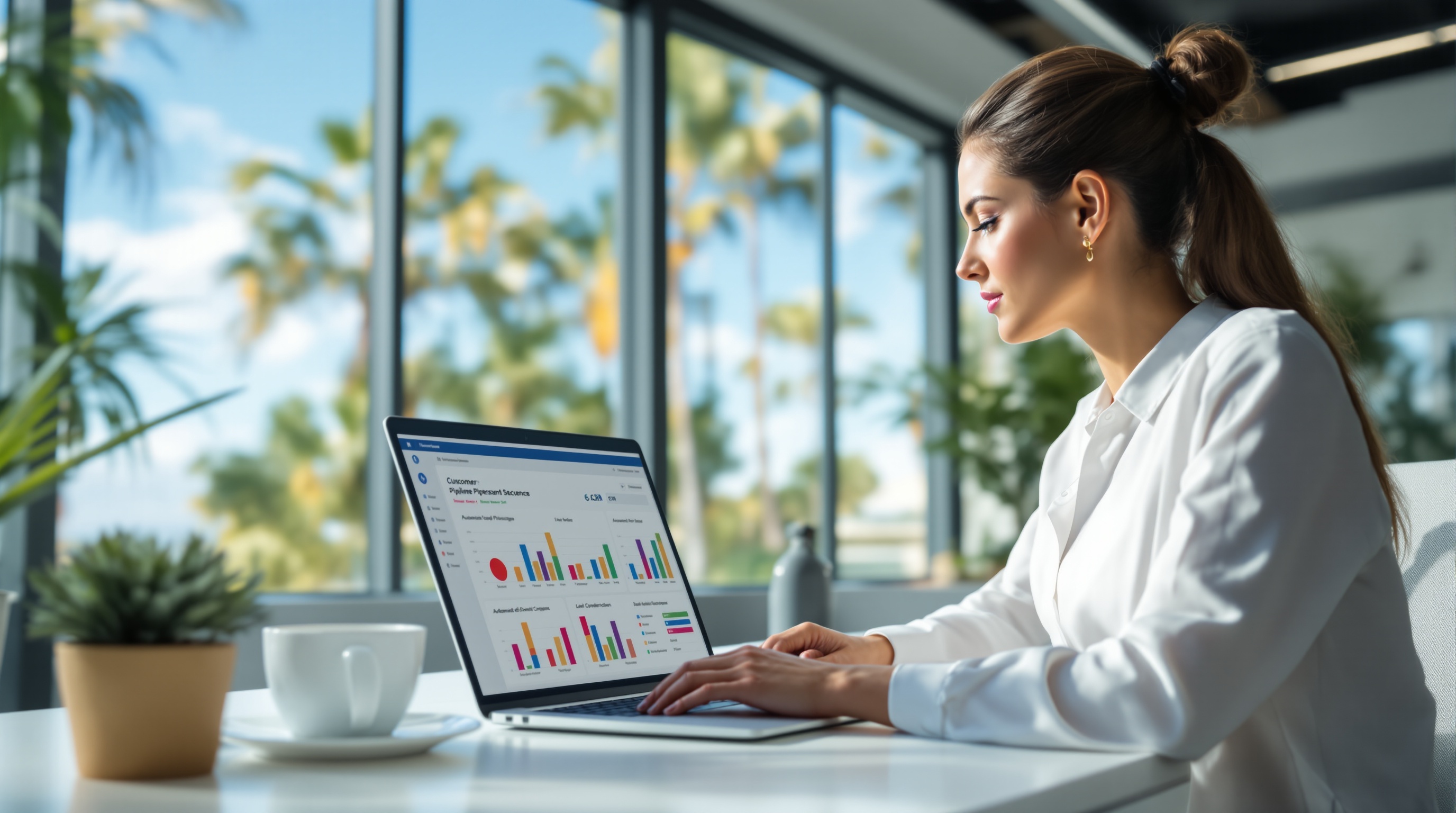 CRM automation for small businesses — professional reviewing customer pipeline and lead management dashboard